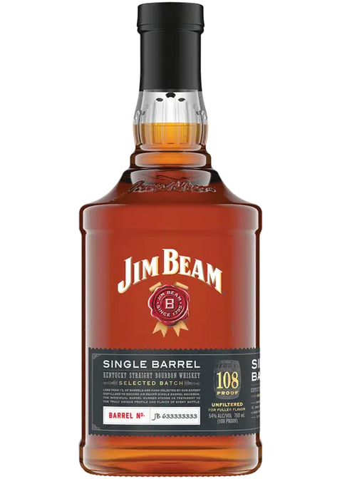 Jim Beam Single Barrel Selected Batch 108 Proof Kentucky Straight Bourbon Whiskey 750ml