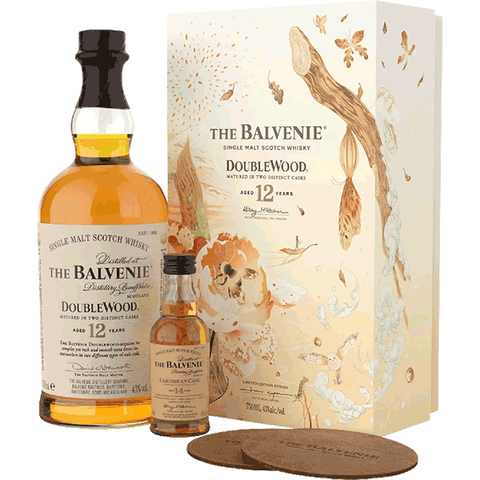 Balvenie DoubleWood 12 Year Old with Balvenie 14 Year Old Single Malt Scotch Whisky Coasters 800ml Bundle 2-Pack