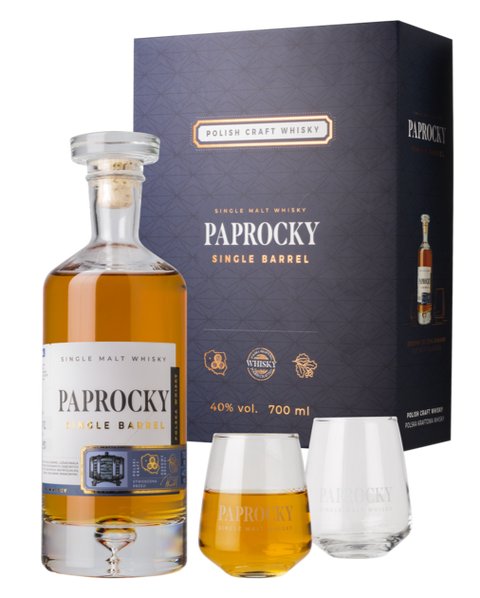 Paprocky Single Barrel Single Malt Whisky Gift Set With 2 glasses 700ml