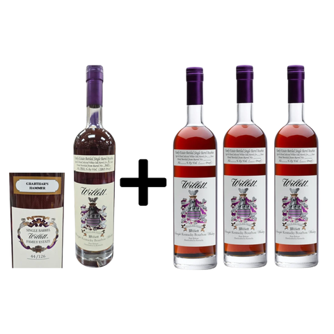 Willett Family Estate Bottled Single Barrel 9 Year Old #6471 Grabthar Hammer & 4 Year Old Straight Bourbon Whiskey Bundle 750ml 4-Pack