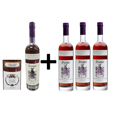 Willett Family Estate Bottled Single Barrel 9 Year Old #5871 Vanilla Youre A Desperado & 4 Year Old Straight Bourbon Whiskey Bundle 750ml 4-Pack