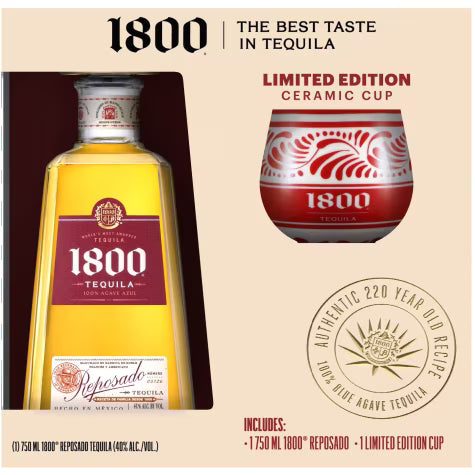 Casa Cuervo 1800 Reposado Tequila 750ml with Ceramic Cup
