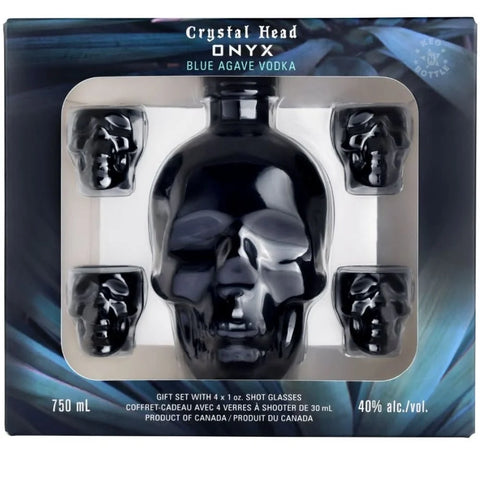 Crystal Head Oynx Vodka with Shot Glasses 750ml