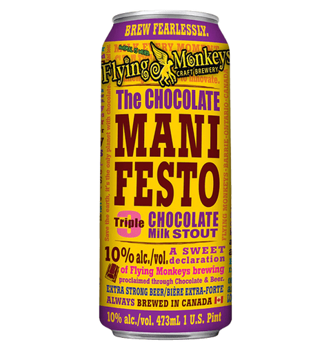 Flying Monkeys Craft The Chocolate Manifesto Triple Chocolate Milk Stout Beer 16-Oz Can 4-Pack