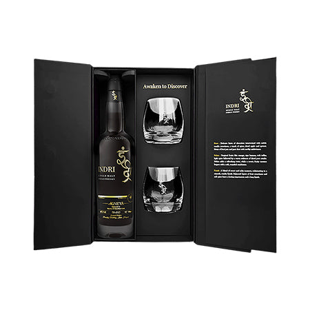 Indri Agneya Single Malt Indian Whisky Gift Set with Glass 750ml