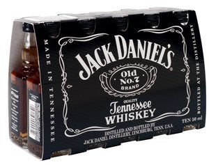 Jack Daniel's Black Label Old No.7 Brand Sour Mash Whiskey 50ml Bottle 10-Pack