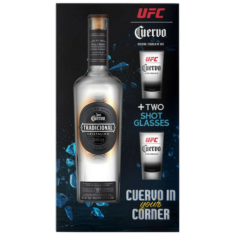 Jose Cuervo Tradicional Cristalino  Reposado Tequila With UFC Shot Glasses Gift Pack 750ml