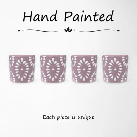 Lilac & White Talavera Design Ceramic Hand Printed Shot Glasses 1.6-Oz