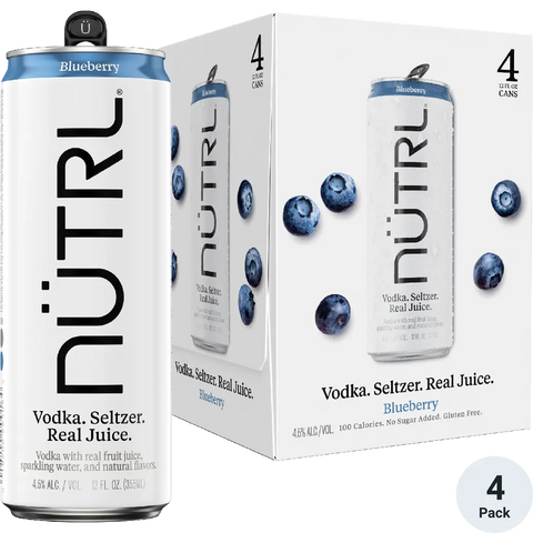 Nutrl Blueberry Vodka Seltzer 12-Oz Can 4-Pack