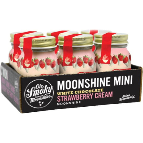 Ole Smoky White Chocolate Strawberry Cream Moonshine 50ml Bottle 6-Pack