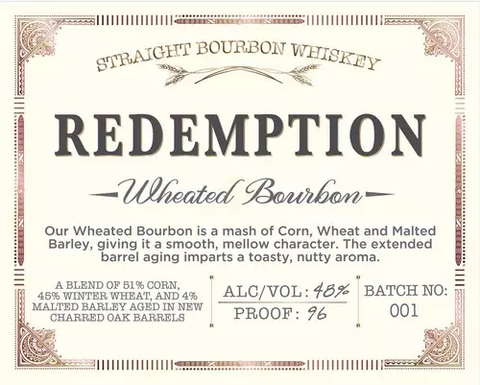 Redemption Wheated Bourbon Whiskey 750ml
