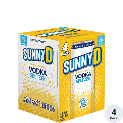 SunnyD Vodka Orange Pineapple Vodka Seltzer 4-Pack 355ml