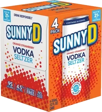 SunnyD Vodka Orange Strawberry Vodka Seltzer 4-Pack 355ml