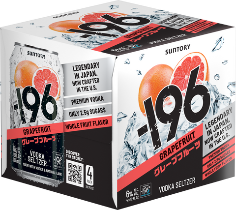 Suntory -196 Grapefruit Vodka Seltzer 4-Pack Can