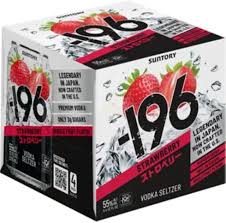 Suntory -196 Strawberry Vodka Seltzer 4-Pack Can
