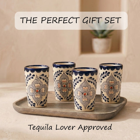 Talavera Design Ceramic Hand Printed Shot Glasses 2.5-Oz