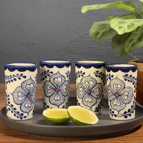 Talavera Design Ceramic Hand Printed Shot Glasses 2.5-Oz