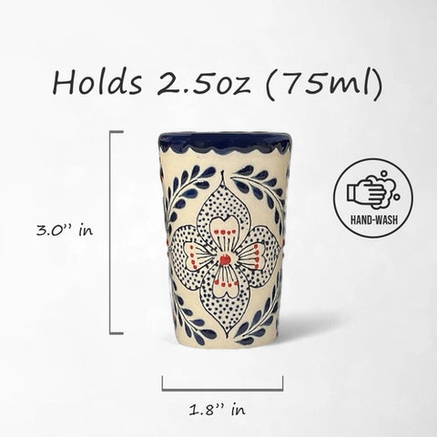 Talavera Design Ceramic Hand Printed Shot Glasses 2.5-Oz