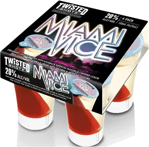 Twisted Shotz Miami Vice Strawberry Daiquri Vodka Liqueur 4-Pack