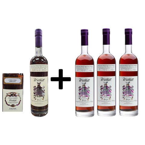 Willett Family Estate 15 Year Old A Noble Spirit Embiggens and Willett Family Estate Bottled Single Barrel 4 Year Old Straight Bourbon Whiskey 750ml Bundle 4-Pack