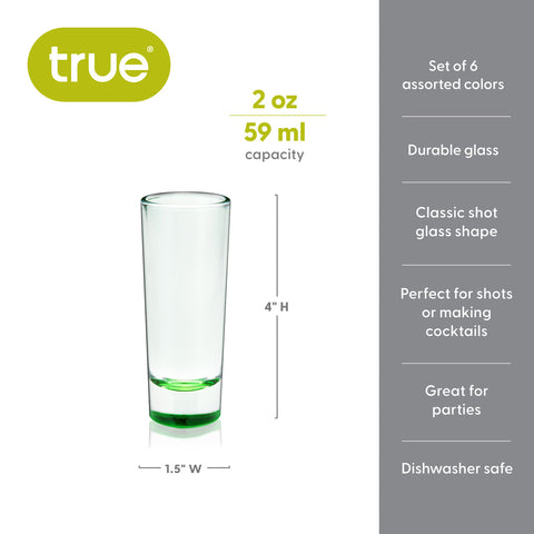 Shooter Shot Glasses in Assorted Colors By True Brand 2-Oz 6-Pack