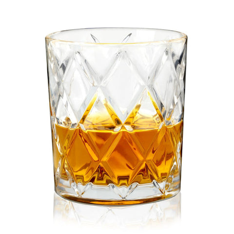 Scotch 11 oz Diamond Cut Tumbler Glasses, Set of 4 By True Brand