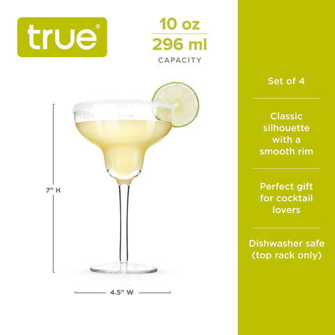 Sorbo 10 oz Margarita Glasses, Set of 4 By True Brand