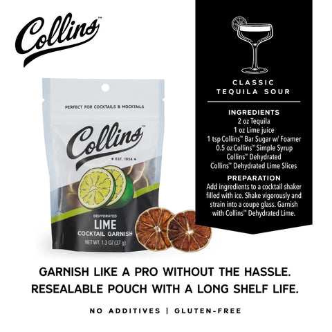 Collins Dehydrated Lime Cocktail Garnish 1.3-Oz