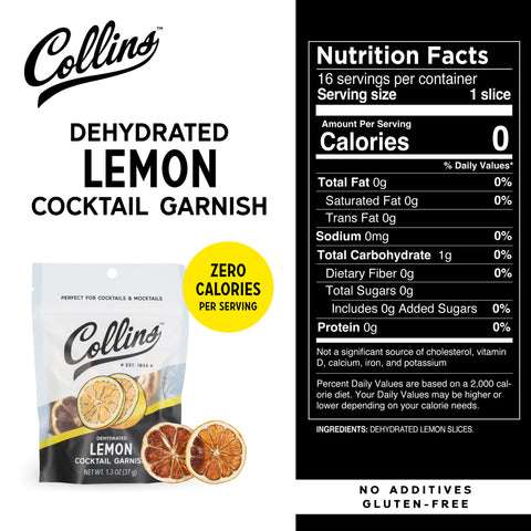 Collins Dehydrated Lemon Cocktail Garnish 1.3-Oz